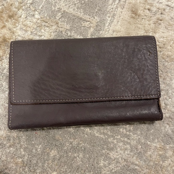 Leather Master Brantford Ont. Canada Quality Leather Wallet Raw Edge Deep Purple - Picture 1 of 9